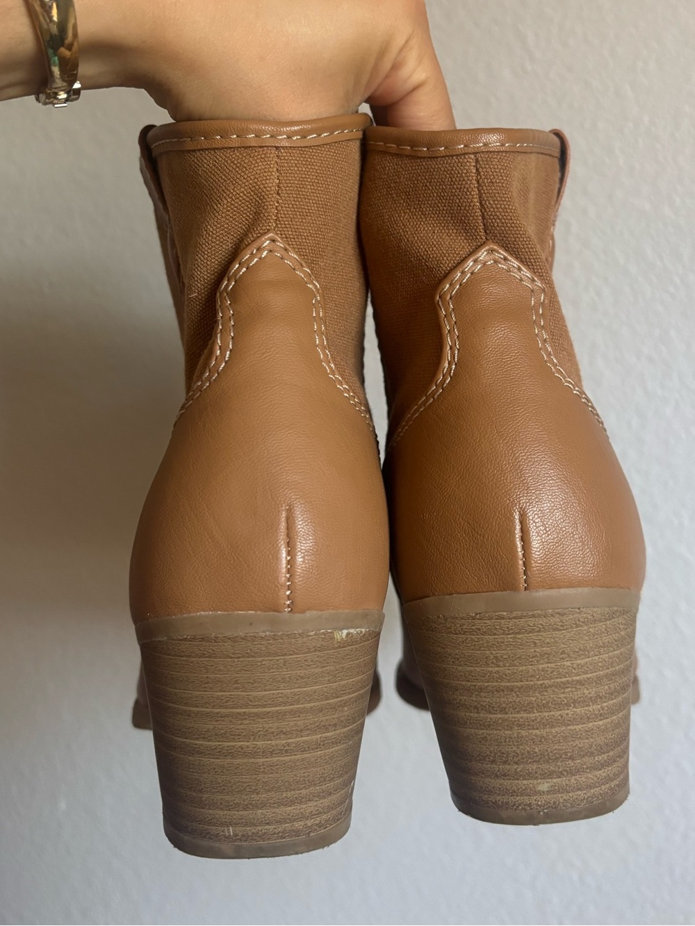 Universal Thread Kay Cowgirl Boots Tan Size 10 Western Ankle Boot Block Heel - Picture 3 of 10